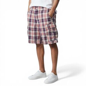 Polo Ralph Lauren Men's Cargo Shorts Actual Size 38 Tag 36 Red White Blue Plaid